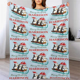 Lofaris Custom Name Penguin Sleigh Repeat Christmas Blanket